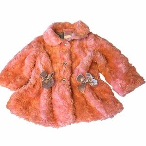 Young Hearts Pink Faux Fur Coat Sz 12 months